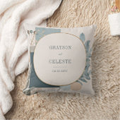 青モダン金ゴールド幾何学結婚植物学 クッション (ブランケット)