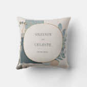 青モダン金ゴールド幾何学結婚植物学 クッション (裏面)