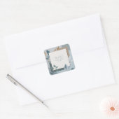 青モダン金ゴールド幾何植物学結婚院 スクエアシール (封筒)