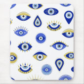 青モダン金ゴールド悪の目 マウスパッド (正面)