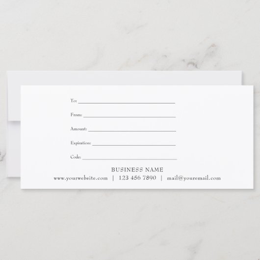 青モダン金ゴールド瑪瑙ギフト証明書カード (裏面)