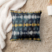 青モダン金ゴールド絵画絞り染め抽象芸術 クッション (ブランケット)