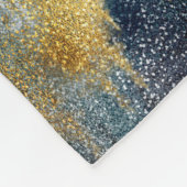 青モダン金ゴールド絵画絞り染め抽象芸術 フリースブランケット (角)