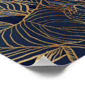 青モダン金ゴールド観葉植物植物デザイン ポスター (角)