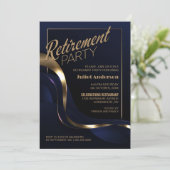 青モダン金ゴールド退職パーティー 招待状 (スタンド正面)
