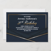 青モダン金ゴールド30th誕生日パーティー 招待状 (正面)