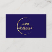 青モダン金ゴールド、QRコードプロフェッショナル写真 名刺 (正面)