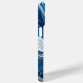 青モダン銀エレガント大理石 Case-Mate iPhoneケース (裏面 / 右)
