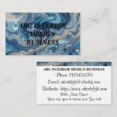 青モダン銀大理石の質及びタイポグラフィ 名刺 (正面/裏面)