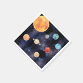 青モダン銀河系惑星と星宇宙 スタンダードカクテルナプキン (角)