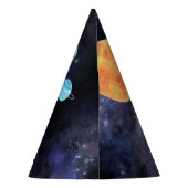 青モダン銀河系惑星宇宙 パーティーハット (裏面)