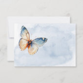 青モダン錆の水の色の蝶なし夕食 出欠カード (裏面)