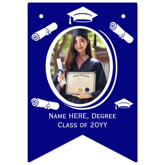 青モダン院写真卒業キャップ、卒業証書 バンティングフラッグ (第1の旗)