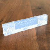 青モダン雨雲パーソナライズされた デスクネームプレート (側面)