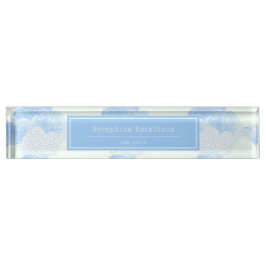 青モダン雨雲パーソナライズされた デスクネームプレート