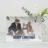 青モダン雪フォトメリークリスマスカード シーズンカード (スタンド正面)