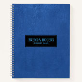青モダン革フェイク材 ノートブック (正面)