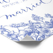 青モダン食べフローラ、飲み物、そしてサイン結婚したする ポスター (角)