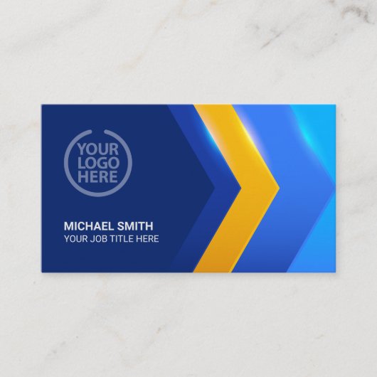 青モダン黄の幾何形状プロフェッショナル 名刺 (正面)