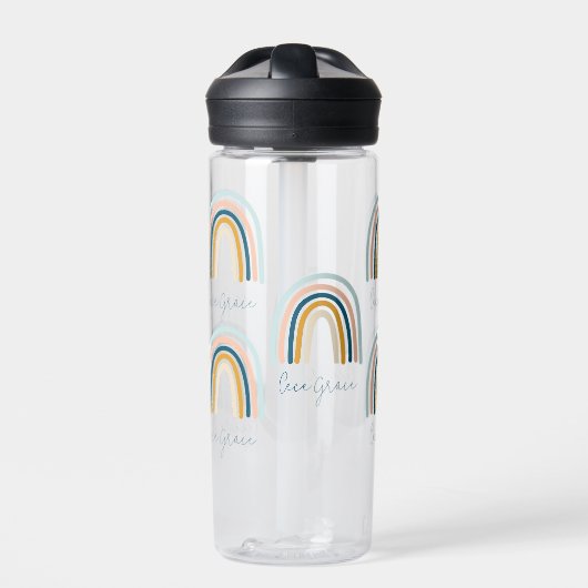 青モダン黄エレガント虹ギフト水底 ウォーターボトル (正面)