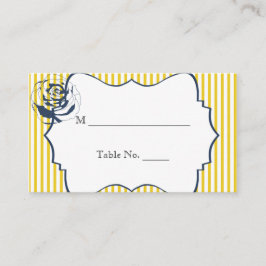 青モダン黄ストライプ結婚座席表 プレイスカード