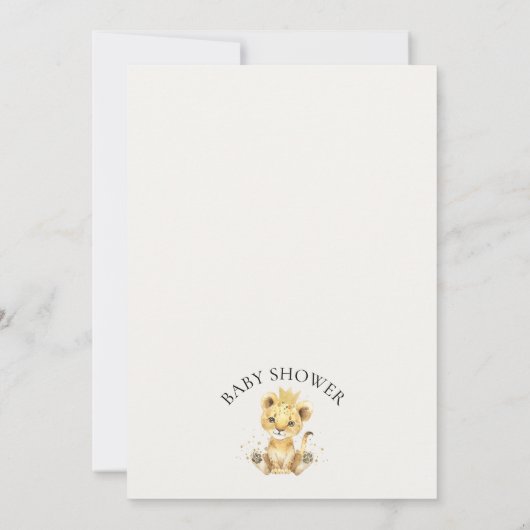 青モダン黄フローラライオン赤ちゃんシャワー 招待状 (裏面)