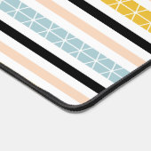 青モダン黄白黒ストライプパターン デスクマット (コーナー)