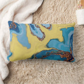 青モダン黄金ゴールドグリッター抽象芸術塊 ランバークッション (ブランケット)