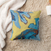 青モダン黄金ゴールドグリッター抽象芸術 クッション (ブランケット)