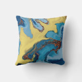 青モダン黄金ゴールドグリッター抽象芸術 クッション (裏面)