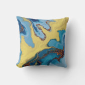 青モダン黄金ゴールドグリッター抽象芸術 クッション (正面)