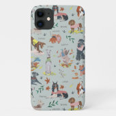 青モダン黒の植物犬のパターン Case-Mate iPhoneケース (裏面)