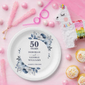 青モダン50周年結婚の緑 ペーパープレート (パーティー)