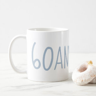 青モダン60とサッシー60番目の誕生日ギフト コーヒーマグカップ