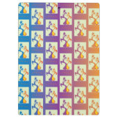 青モダン、紫、オレンジ色のチューリップカップルフローラ クリップボード (裏面)