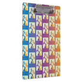 青モダン、紫、オレンジ色のチューリップカップルフローラ クリップボード (右)