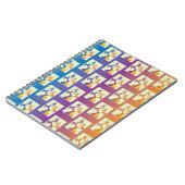 青モダン、紫、オレンジ色のチューリップカップルフローラ ノートブック (左側)