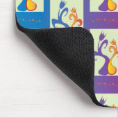 青モダン、紫、オレンジ色のチューリップカップルフローラ マウスパッド (コーナー)