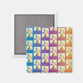 青モダン、紫、オレンジ色のチューリップカップルフローラ マグネット (正面/裏面)