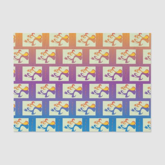 青モダン、紫、オレンジ色のチューリップカップルフローラ 薄葉紙 (正面)