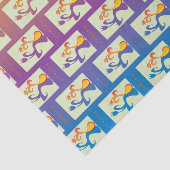 青モダン、紫、オレンジ色のチューリップカップルフローラ 薄葉紙 (詳細)