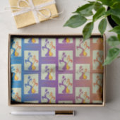 青モダン、紫、オレンジ色のチューリップカップルフローラ 薄葉紙 (ギフト)