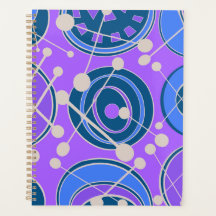 青モダン、紫、白のジオシェイプデザイン。