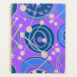 青モダン、紫、白のジオシェイプデザイン。 プランナー手帳