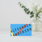 青モダン、赤、黄の各線の名刺 名刺 (スタンド正面)