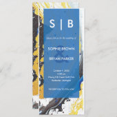 青モダン/金ゴールド/黒ハイドロディップ招待状 招待状 (正面/裏面)