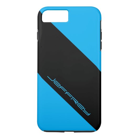 青モダン/黒カラフルのストライプ名 Case-Mate iPhoneケース (裏面)