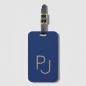 青モノグラパーソナライズされたム男らし ラゲッジタグ (正面縦)