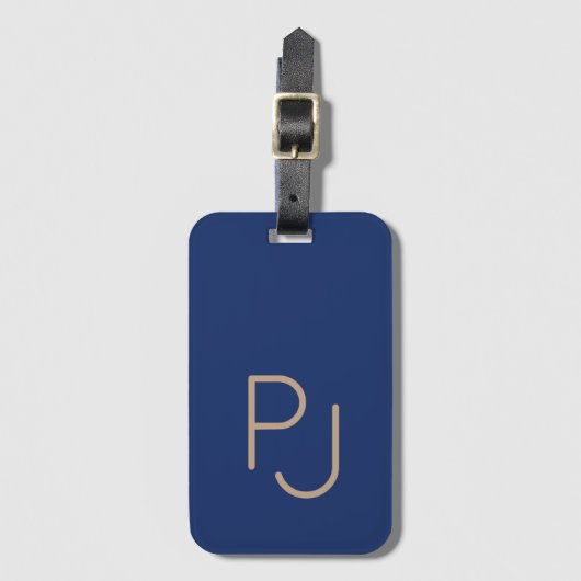 青モノグラパーソナライズされたム男らし ラゲッジタグ (正面縦)