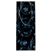 青モノグラムのきらめくフローラ2 ワインギフトバッグ (裏面)